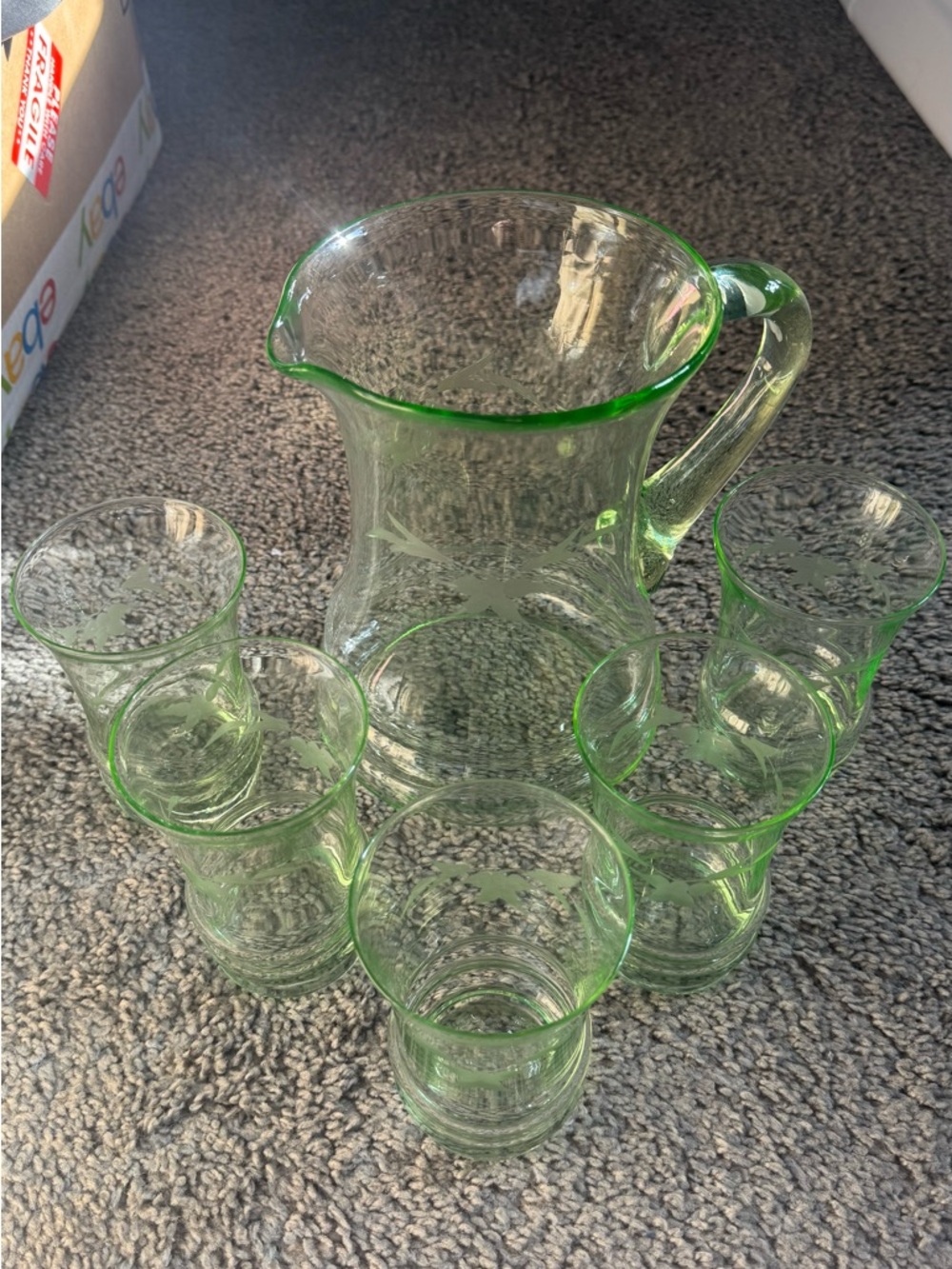Uranium Glass Pitcher Set